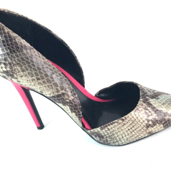 Guess Faux Snakes Skin Cut Away Stilettos with Hot Pink Heels - Picture 4 of 4